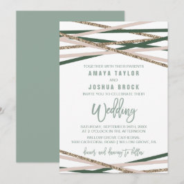 Hochzeit von Green und Blush Streamers Einladung
