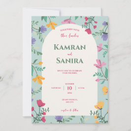 Hochzeit von Grün und Creme Einladung