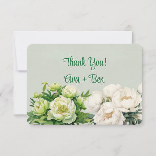 Hochzeit von Grün und Weiß Dankeskarte