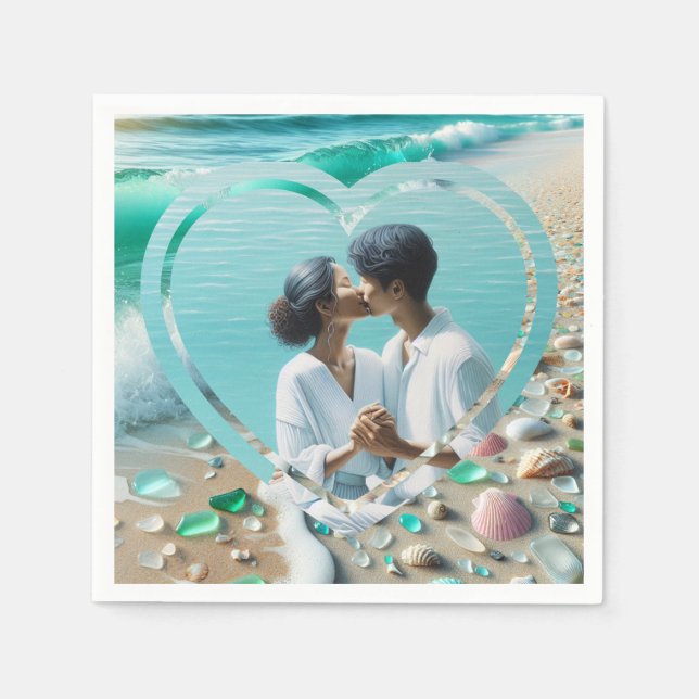 Hochzeit von hübschem Foto Serviette (Vorderseite)
