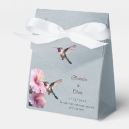 Hochzeit von Hummingvogel und Hibiskus | Blau Geschenkschachtel