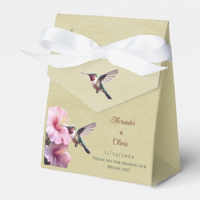 Hochzeit von Hummingvogel und Hibiskus | Gelb Geschenkschachtel (Vorderseite)
