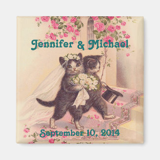 Hochzeit von Katzen - Braut und Bräutigam Save the Magnet