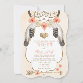 Hochzeit von Korallen und Gold Dreamcatcher Einladung