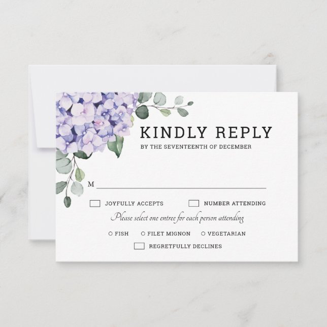 Hochzeit von leichten Blaupinkfarbenen Hydrangeas  RSVP Karte (Vorderseite)