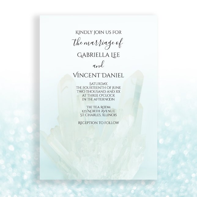 Hochzeit von leichten Eisblauen Kristallen Einladung (Set a zen chill tone for your marriage with the serene Ice Blue Crystals Wedding Invitation.)