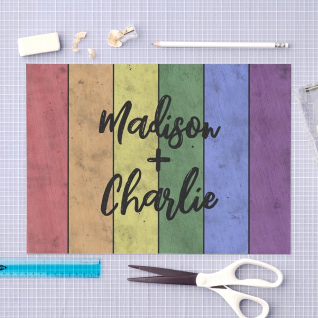 Hochzeit von LGBT-Fahne - Vintage Individuelle Nam Seidenpapier (Handwerk)
