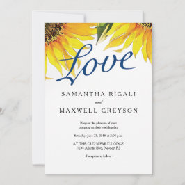 Hochzeit von Liebe Navy Blue & Sunflower Einladung