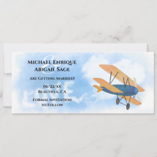Hochzeit von LIEBE- und Herzwolkenflugzeugen Save The Date