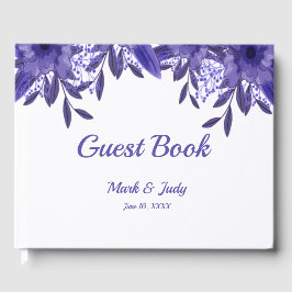 Hochzeit von lila blauen Blättern Gästebuch