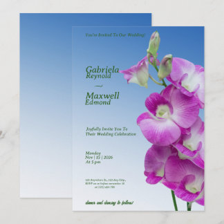Hochzeit von Lila Orchideen Einladung