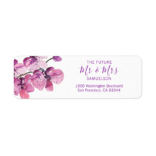 Hochzeit von Lila Orchideen mit Aquarellblumen
