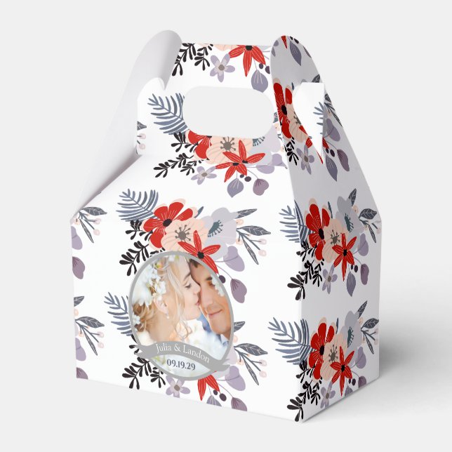 Hochzeit von lila Rot Rosa Blumenkraut Geschenkschachtel (Vorderseite)