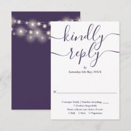 Hochzeit von lila Skriptzeichenfolgen RSVP Karte