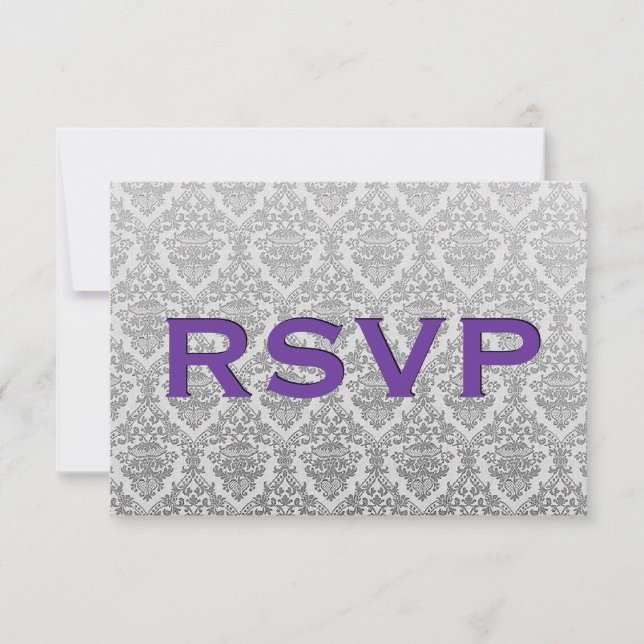 Hochzeit von Lila und grauen UAWG RSVP Karte (Vorderseite)
