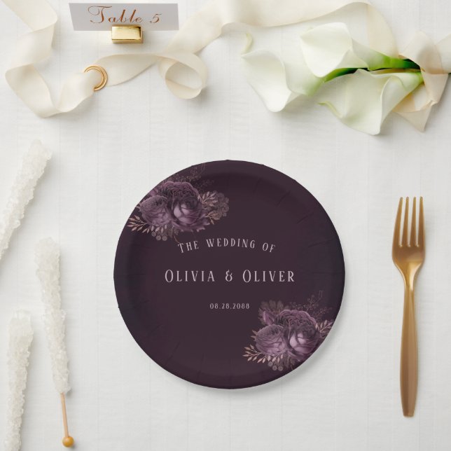 Hochzeit von lila und Rose Pappteller (Hochzeit)
