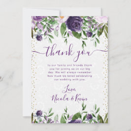 Hochzeit von Lila und weißen Blume Dankeskarte
