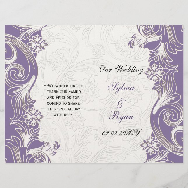 Hochzeit von lila und weißen Blumen (Vorderseite)