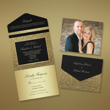 Hochzeit von Luxus-Black and Gold-Glitzer