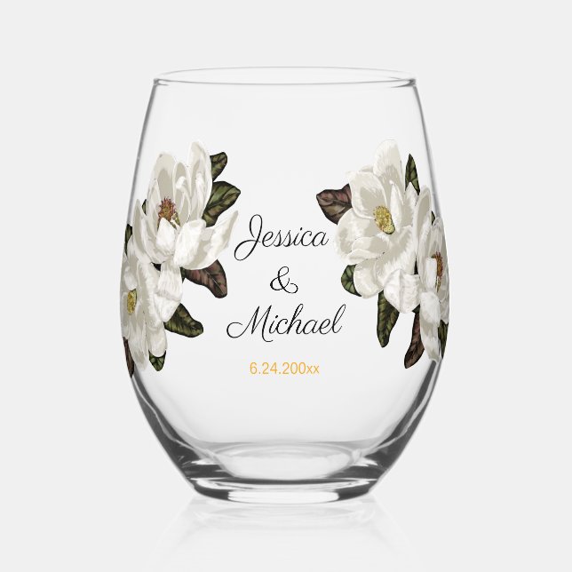 Hochzeit von Magnolien Weinglas Ohne Stiel (Vorderseite)