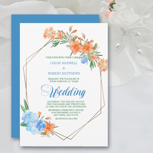 Hochzeit von Mandarine und Blumenrahmen Einladung (Von Creator hochgeladen)