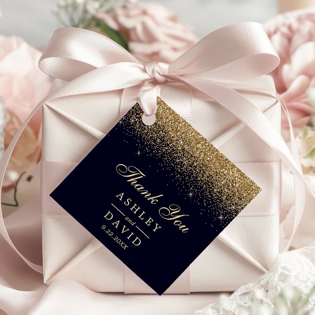 Hochzeit von Marine und Gold Confetti Geschenkanhänger (Von Creator hochgeladen)