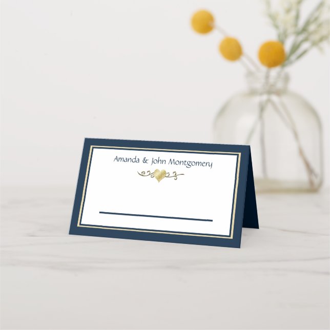Hochzeit von Marine und Gold Platzkarte (Vorderseite)