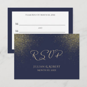 Hochzeit von Marine und Gold Stardust RSVP Karte