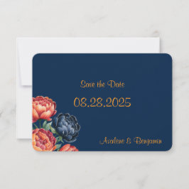Hochzeit von Marine und Orange Peony Save The Date