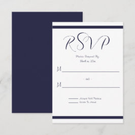 Hochzeit von Marine und Weiß RSVP Karte