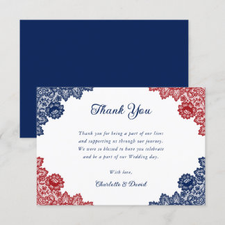 Hochzeit von marineblau und rot-rustikal-blumenges dankeskarte