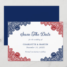 Hochzeit von marineblau und rot-rustikal-blumenges save the date