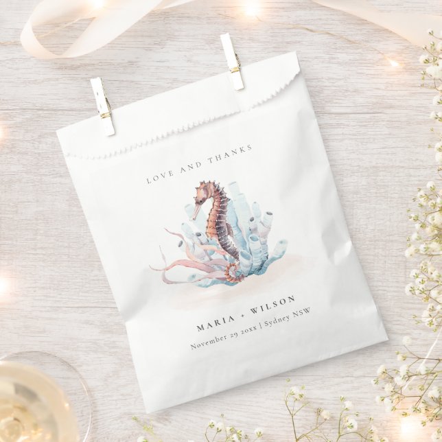 Hochzeit von Meeresalgen mit Unterwasser-Seepferd Geschenktütchen (Ausgeschnitten)