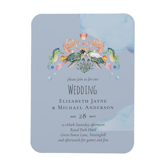 Hochzeit von Meeresschildkröten mit Braut und Bode Magnet (Vertikal)