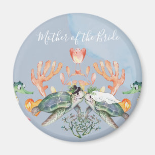 Hochzeit von Meeresschildkröten mit Braut und Bode Magnet