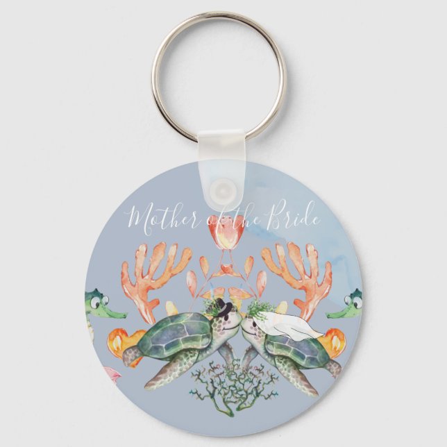 Hochzeit von Meeresschildkröten mit Braut und Bode Schlüsselanhänger (Vorderseite)