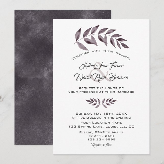 Hochzeit von Minimalistischen Aquarellfarben Einladung (Vorne/Hinten)