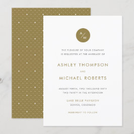 Hochzeit von Minimalistischen Monogrammen in Gold  Einladung