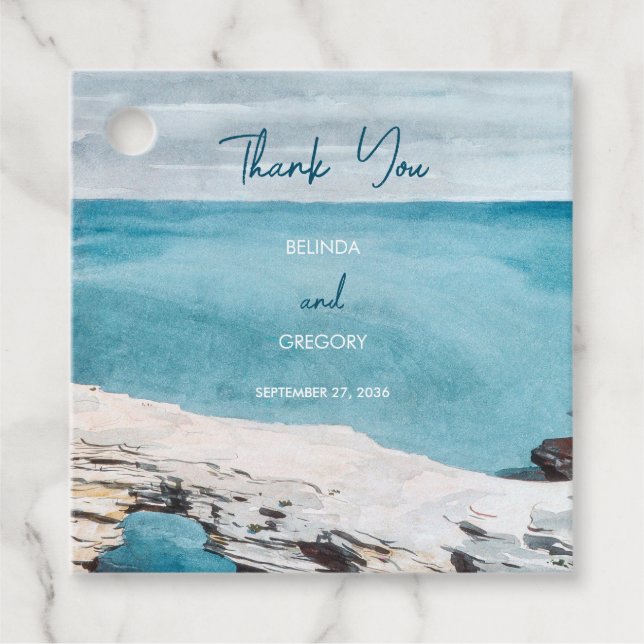 Hochzeit von Monogram, Wasserfarbe Geschenkanhänger (Vorderseite)