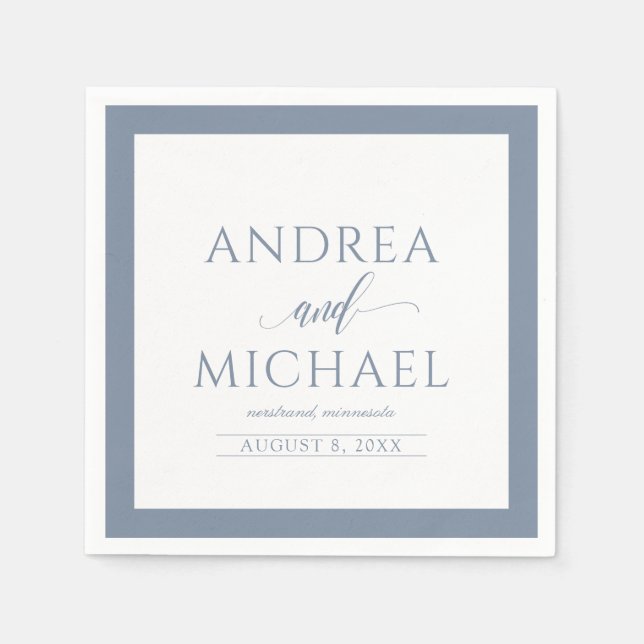 Hochzeit von Napkins | Luxe Calligraphie (Dusty Bl Serviette (Vorderseite)