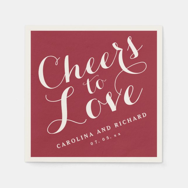 Hochzeit von Napkins | Marsala Cheers zur Liebe Serviette (Vorderseite)