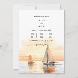 Hochzeit von Nautical Sailboat-Inspiriert Sea Hori Einladung