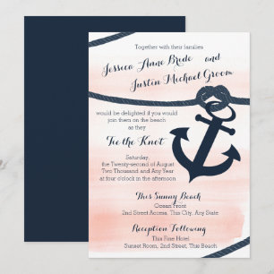 Hochzeit von Nautik und Marine und Anchor Einladung
