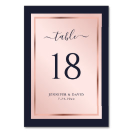 Hochzeit von Navy Blue Blush Rose Tischnummer