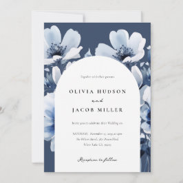 Hochzeit von Navy Blue Floral Einladung