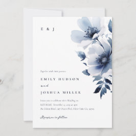 Hochzeit von Navy Blue Floral Einladung