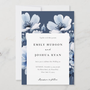 Hochzeit von Navy Blue Floral Einladung