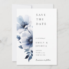 Hochzeit von Navy Blue Floral Save The Date