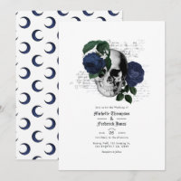 Hochzeit von Navy Blue Floral Skull Gothic