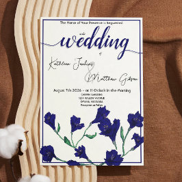 Hochzeit von Navy Blue Floral Water Einladung